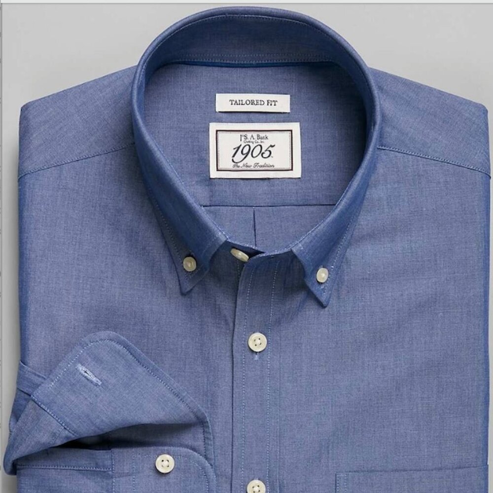 Jos. A.Bank 1905 Collect Tailored Fit Button-Down Collar Chambray Sport shirt